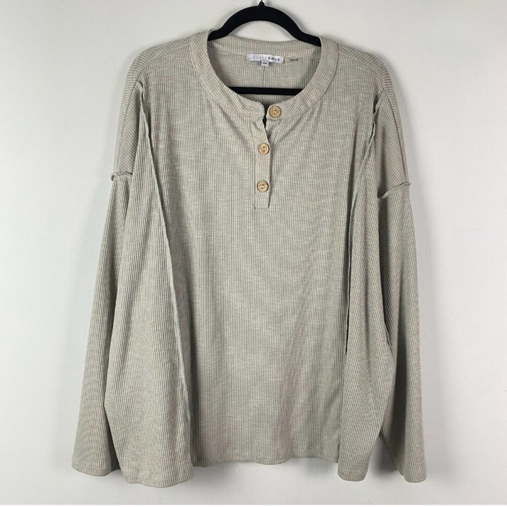 Baltic Born Henley Blouse Beige 80% Cotton